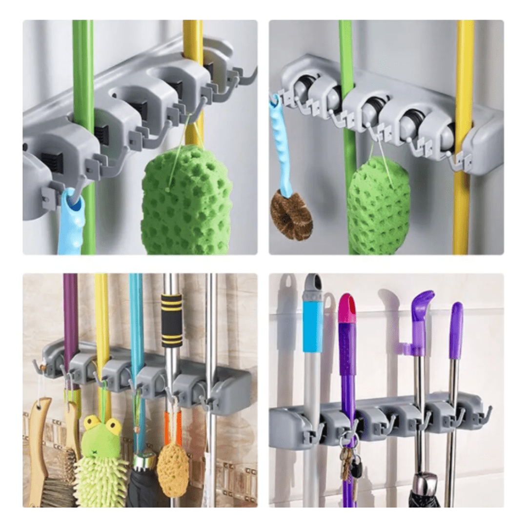 ESTANTE PARA ESCOBAS, MOPAS Y TRAPEADORES - CLEAN WALL