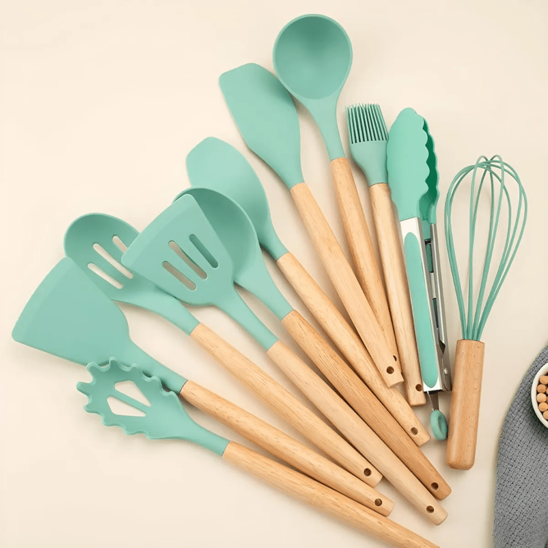 SET 19PCS UTENSILIOS DE COCINA SILICONA ANTIADHERENTE - MASTERCHEF