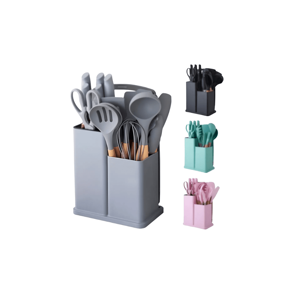 SET 19PCS UTENSILIOS DE COCINA SILICONA ANTIADHERENTE - MASTERCHEF