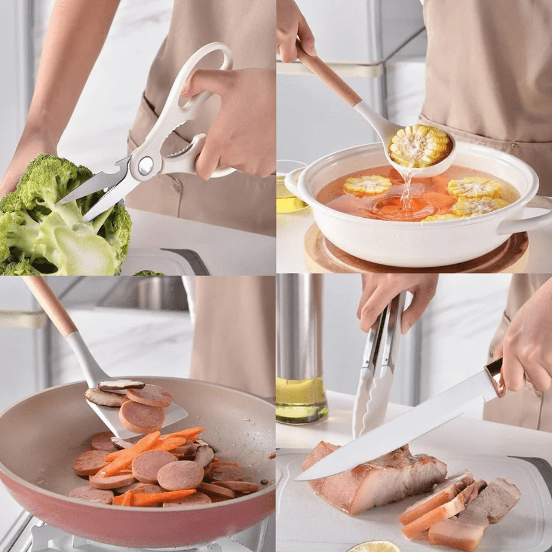 SET 19PCS UTENSILIOS DE COCINA SILICONA ANTIADHERENTE - MASTERCHEF
