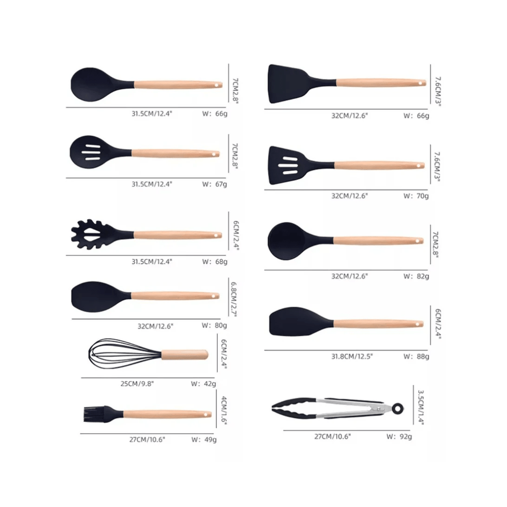 SET 19PCS UTENSILIOS DE COCINA SILICONA ANTIADHERENTE - MASTERCHEF