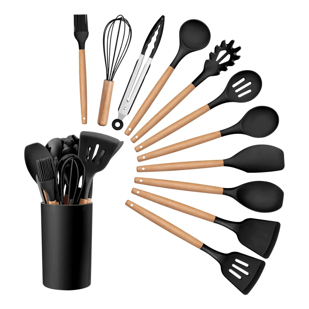 SET 12PCS UTENSILIOS DE COCINA SILICONA ANTIADHERENTE