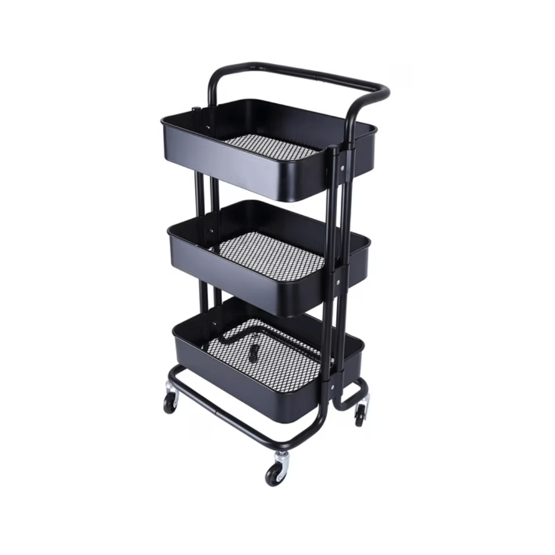 CARRITO ORGANIZADOR ALMACENAMIENTO METALICO 3 NIVELES CON RUEDAS