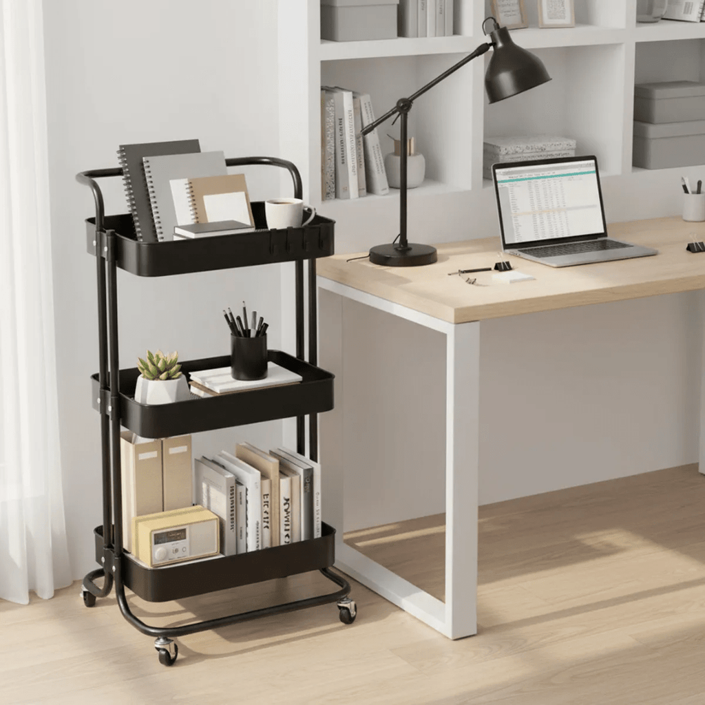 CARRITO ORGANIZADOR ALMACENAMIENTO METALICO 3 NIVELES CON RUEDAS