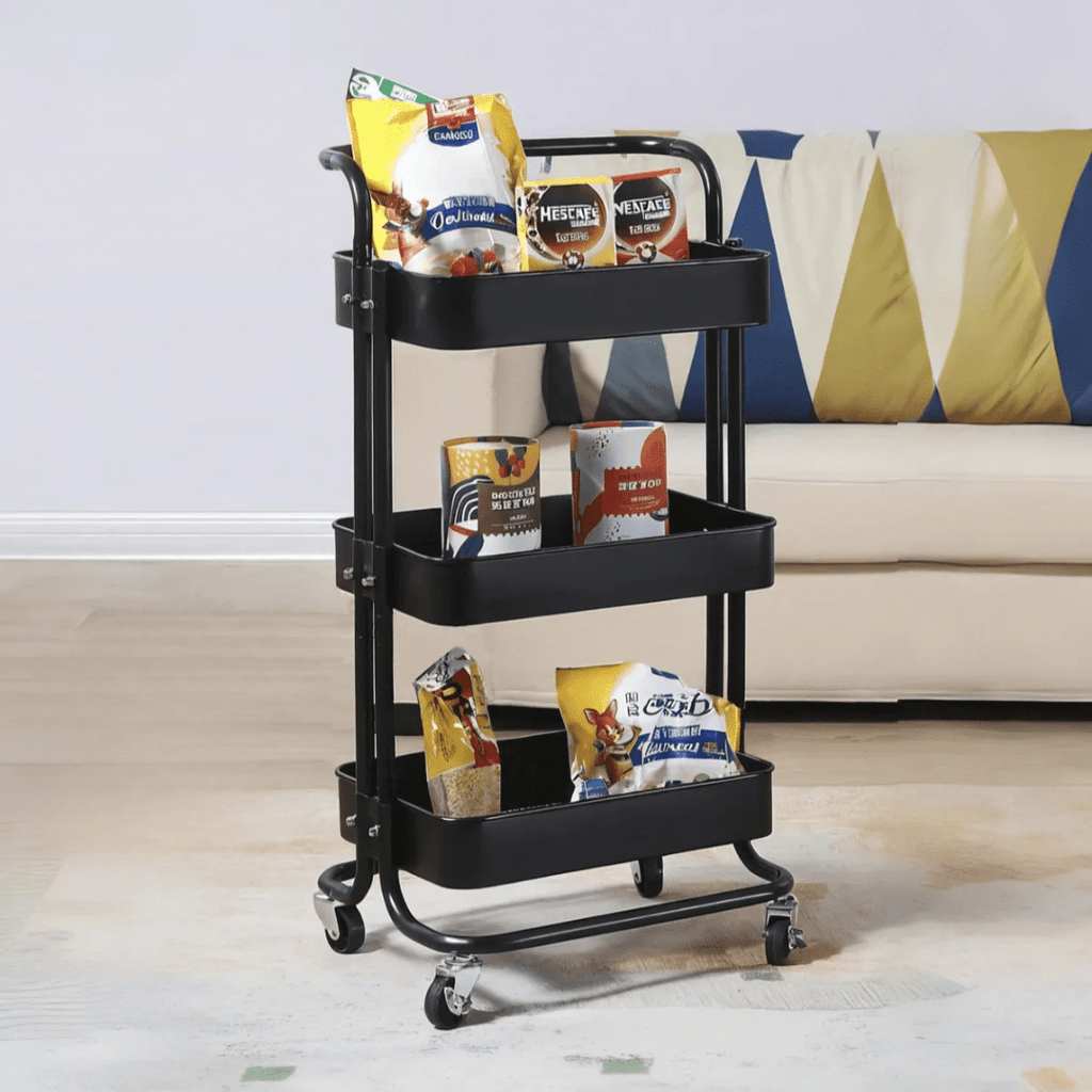 CARRITO ORGANIZADOR ALMACENAMIENTO METALICO 3 NIVELES CON RUEDAS