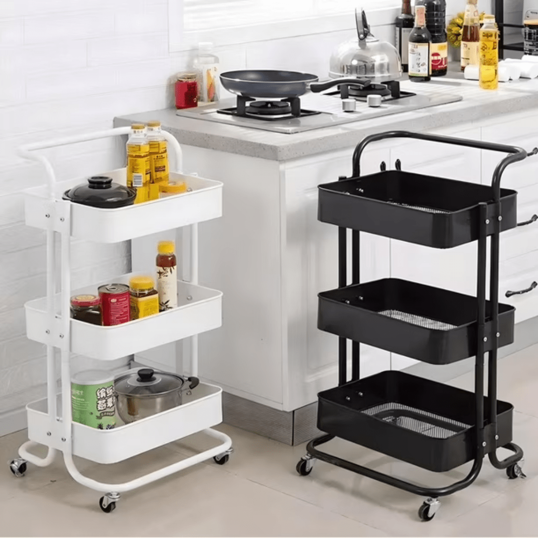 CARRITO ORGANIZADOR ALMACENAMIENTO METALICO 3 NIVELES CON RUEDAS