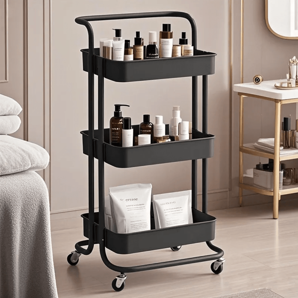 CARRITO ORGANIZADOR ALMACENAMIENTO METALICO 3 NIVELES CON RUEDAS
