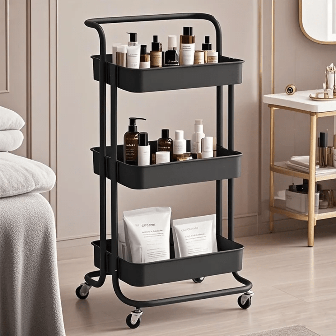 CARRITO ORGANIZADOR ALMACENAMIENTO METALICO 3 NIVELES CON RUEDAS