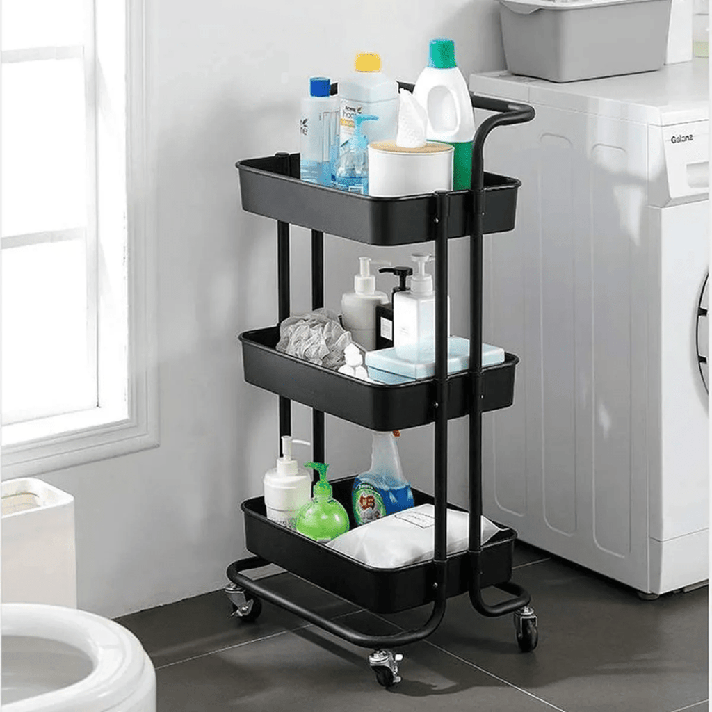 CARRITO ORGANIZADOR ALMACENAMIENTO METALICO 3 NIVELES CON RUEDAS