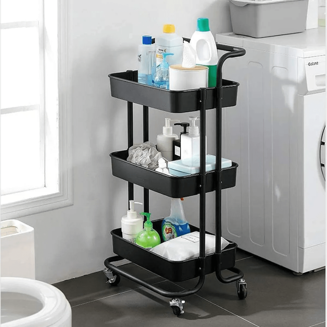 CARRITO ORGANIZADOR ALMACENAMIENTO METALICO 3 NIVELES CON RUEDAS