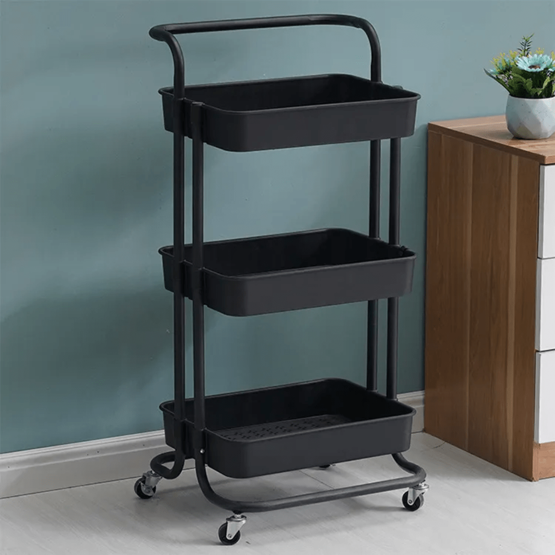 CARRITO ORGANIZADOR ALMACENAMIENTO METALICO 3 NIVELES CON RUEDAS