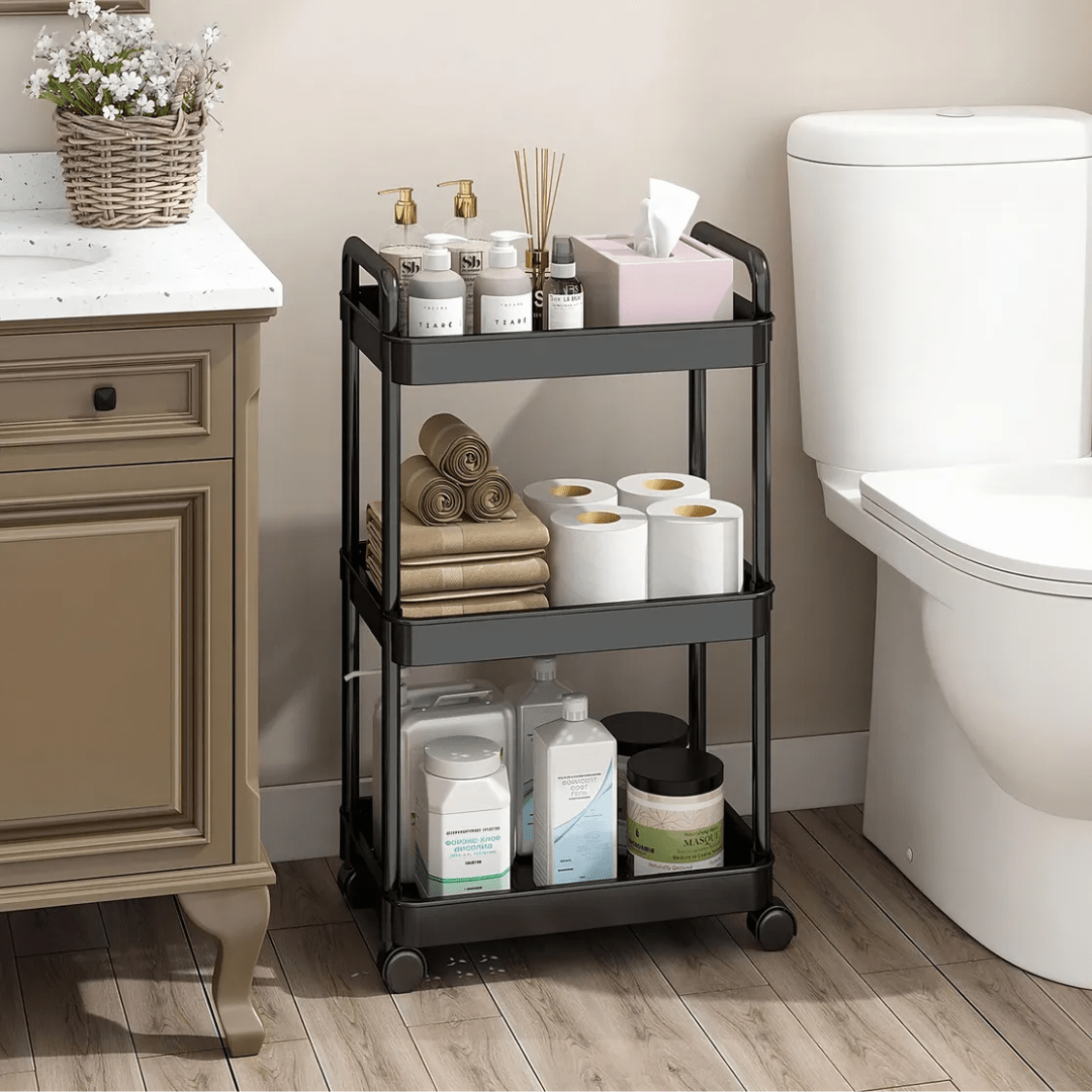 CARRITO ORGANIZADOR ALMACENAMIENTO PLASTICO 3 NIVELES CON RUEDAS - FLOWCART