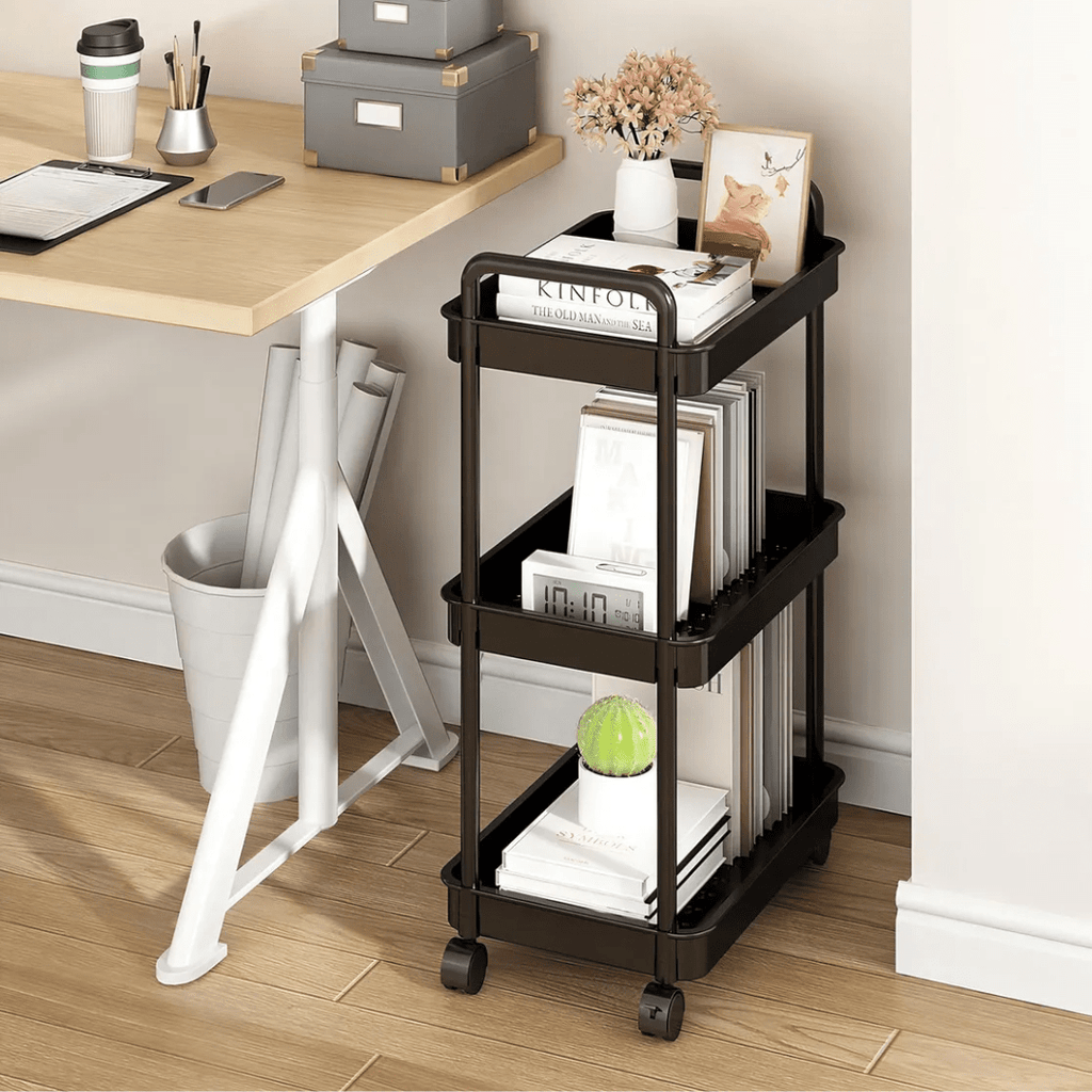 CARRITO ORGANIZADOR ALMACENAMIENTO PLASTICO 3 NIVELES CON RUEDAS - FLOWCART