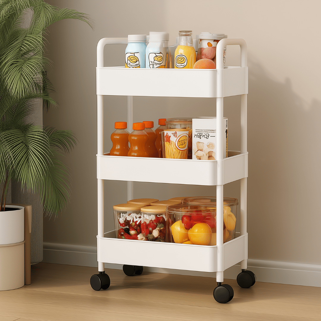 CARRITO ORGANIZADOR ALMACENAMIENTO PLASTICO 3 NIVELES CON RUEDAS - FLOWCART
