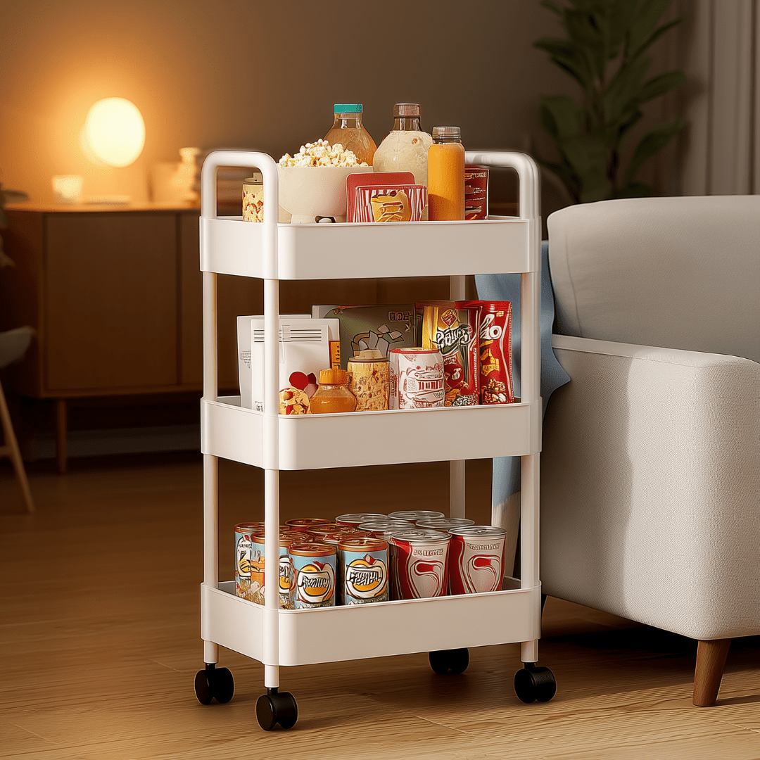 CARRITO ORGANIZADOR ALMACENAMIENTO PLASTICO 3 NIVELES CON RUEDAS - FLOWCART