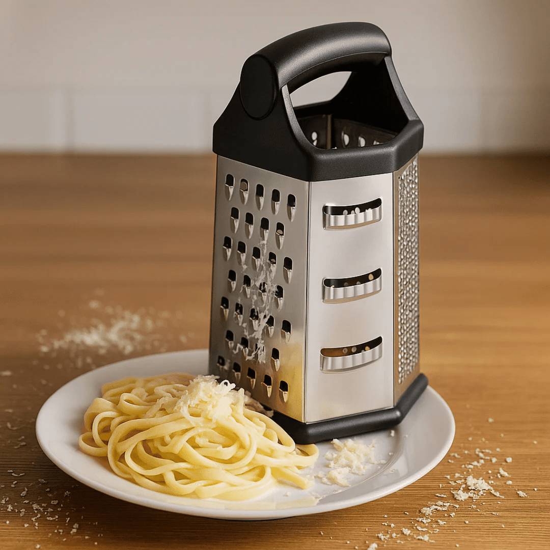 RALLADOR DE COCINA HEXAGONAL DE ACERO INOXIDABLE (6 CARAS) – MULTI GRATE