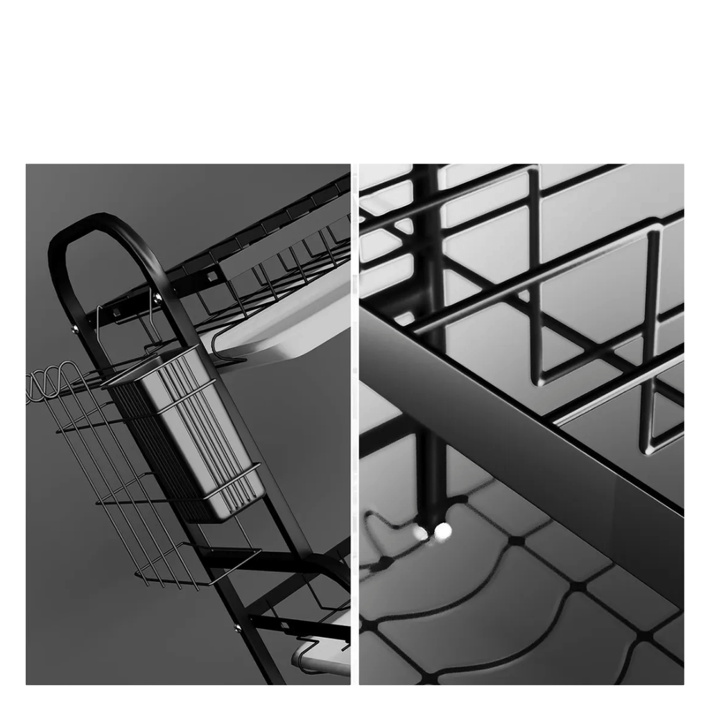 RACK ESCURRIDOR ORGANIZADOR SECADOR DE PLATOS 2 NIVELES NEGRO - RACKING