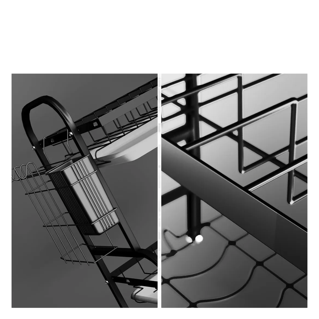 RACK ESCURRIDOR ORGANIZADOR SECADOR DE PLATOS 2 NIVELES NEGRO - RACKING