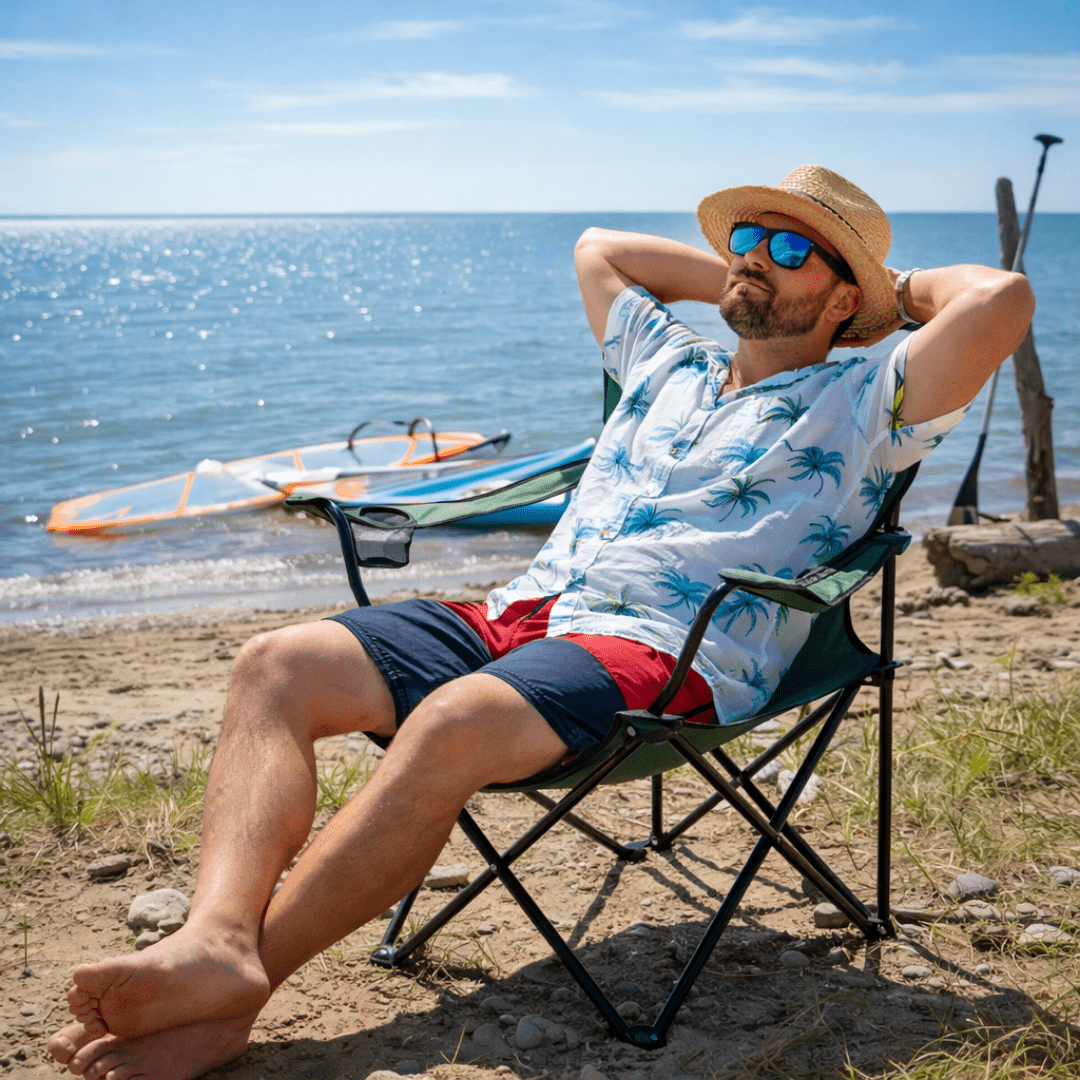 SILLA PLEGABLE CON PORTA VASO + FUNDA TRANSPORTE (CAMPING, PLAYA Y EXTERIOR)- EASYCAMP