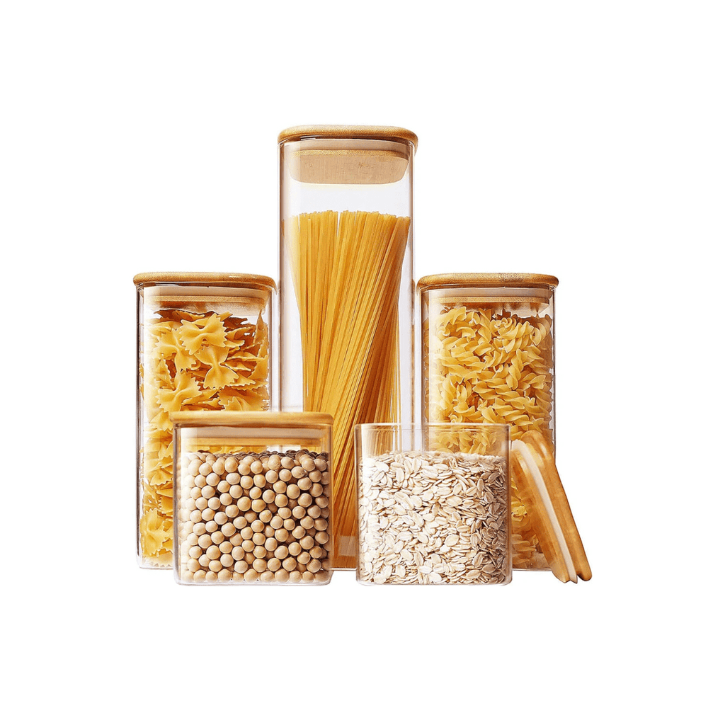 FRASCO DE VIDRIO CON TAPA HERMETICA BAMBÚ (1,0LT-1,5LT-2,0LT) - KUBI