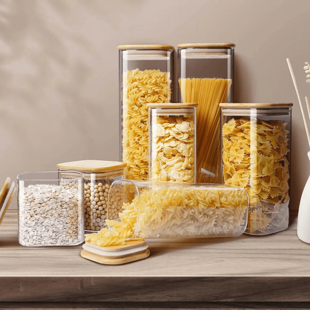 FRASCO DE VIDRIO CON TAPA HERMETICA BAMBÚ (1,0LT-1,5LT-2,0LT) - KUBI