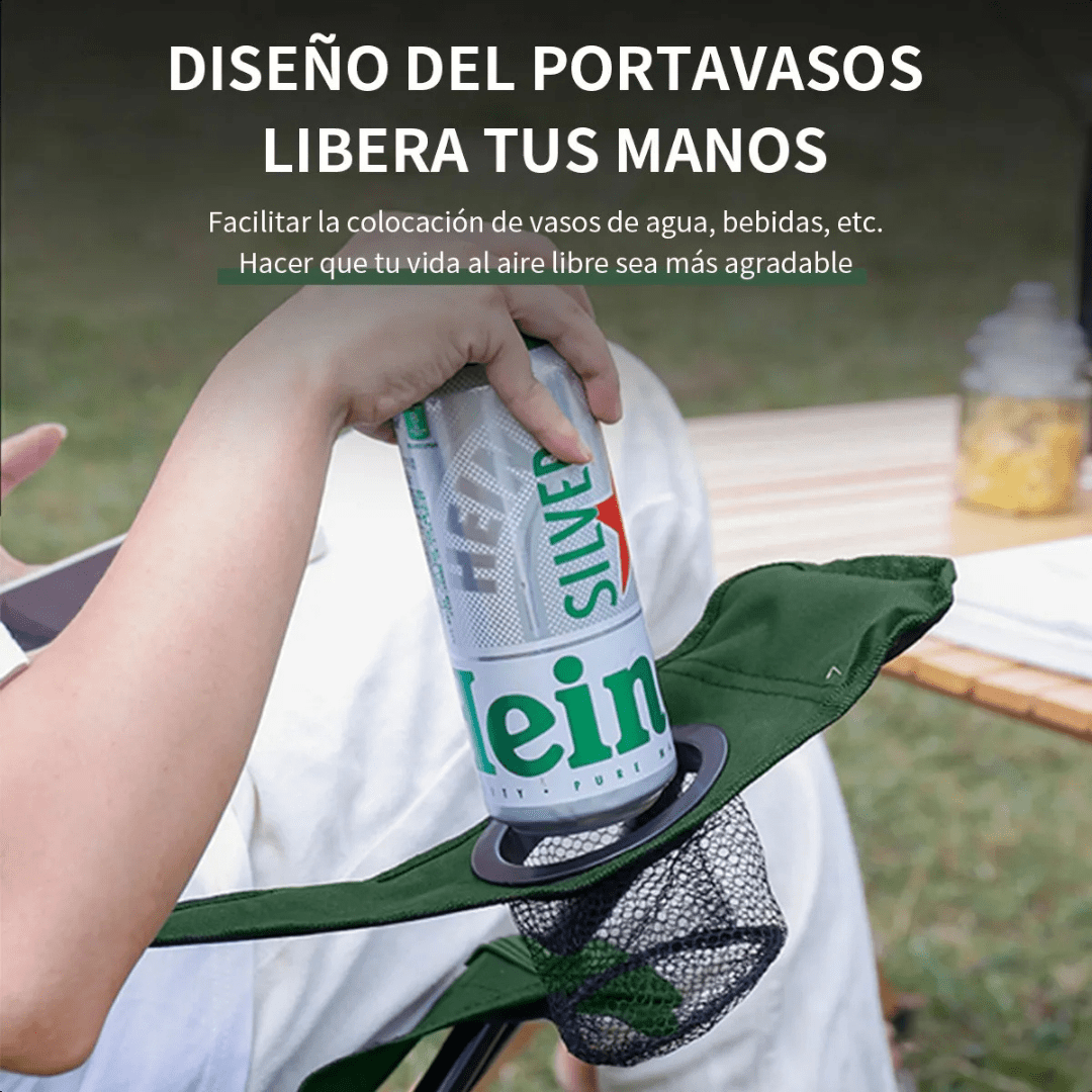 SILLA PLEGABLE CON PORTA VASO + FUNDA TRANSPORTE (CAMPING, PLAYA Y EXTERIOR)- EASYCAMP