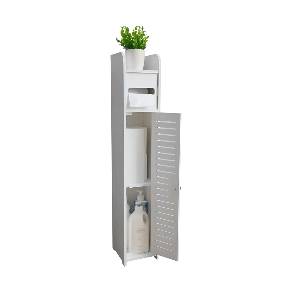 ESTANTE DE BAÑO DELGADO PORTA PAPEL HIGIÉNICO Y ACCESORIOS BLANCO - SLIMBATH