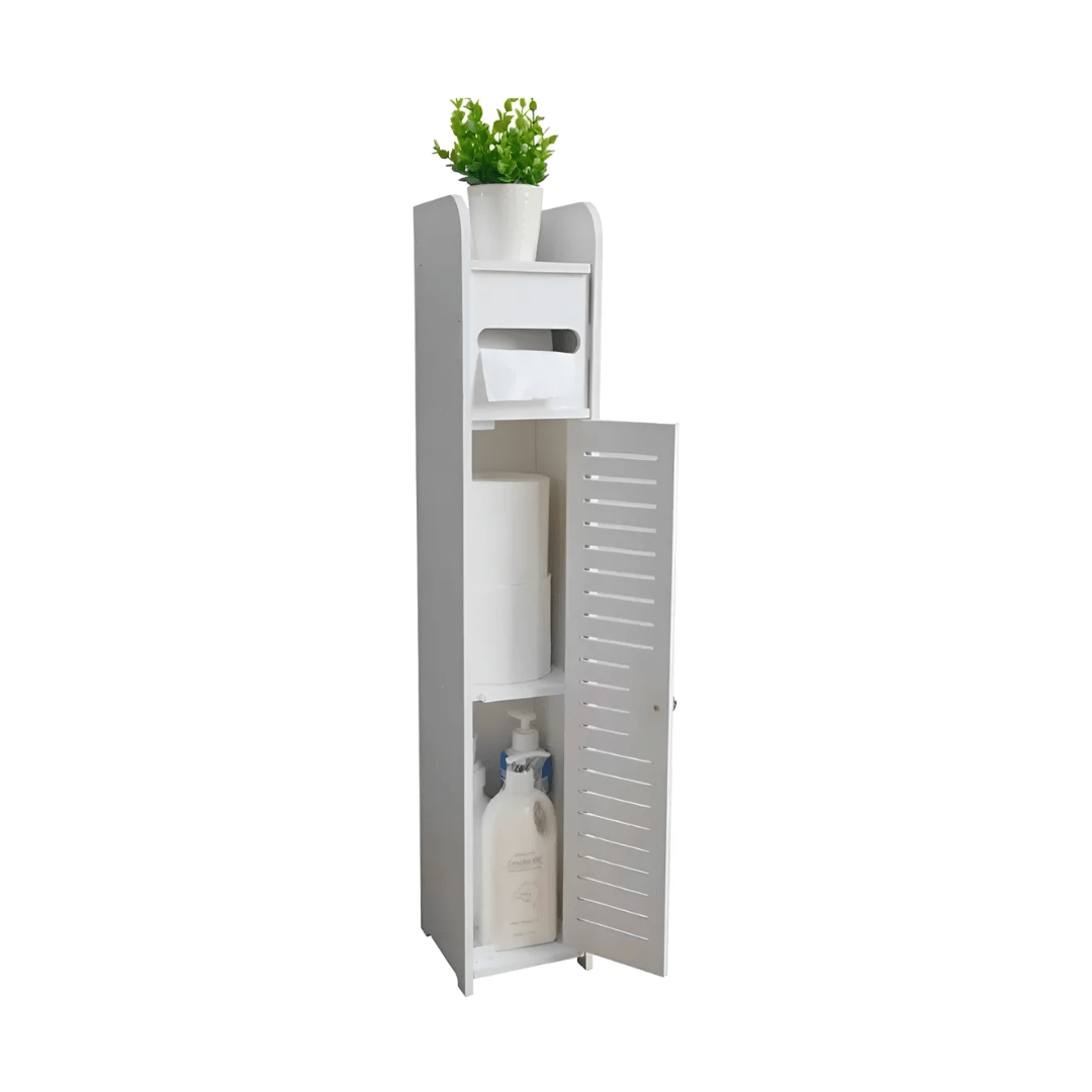 ESTANTE DE BAÑO DELGADO PORTA PAPEL HIGIÉNICO Y ACCESORIOS BLANCO - SLIMBATH