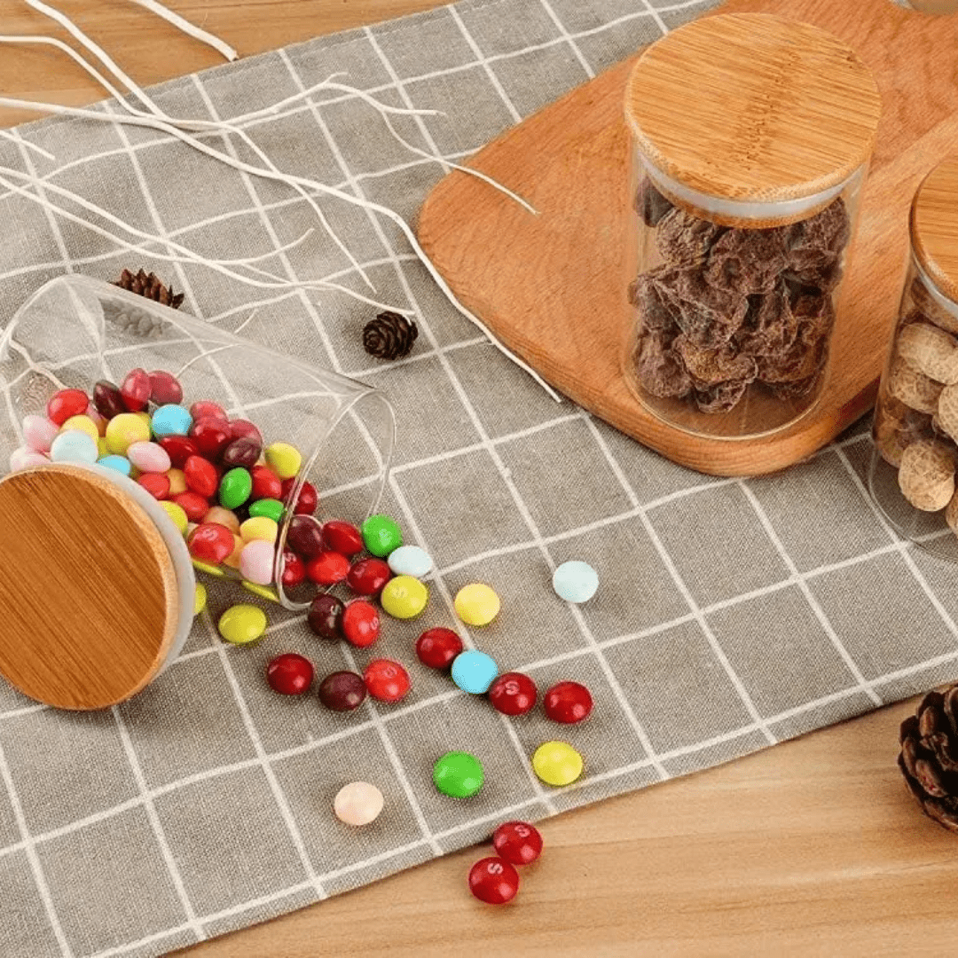 SET 6 FRASCOS HERMÉTICOS PARA CONDIMENTOS ESPECIAS TAPA BAMBÚ 250ML C/U - BAMBÚ JAR