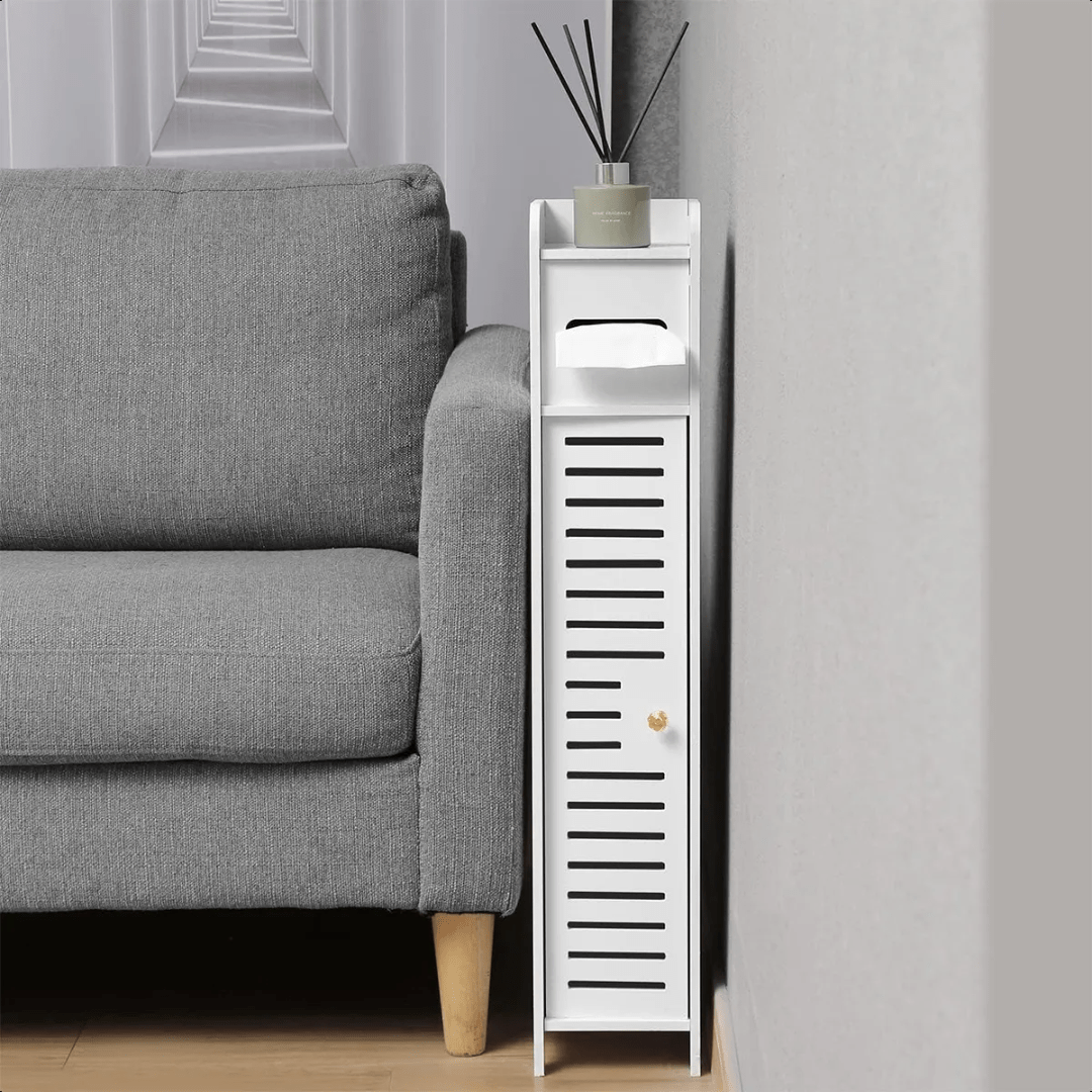 ESTANTE DE BAÑO DELGADO PORTA PAPEL HIGIÉNICO Y ACCESORIOS BLANCO - SLIMBATH