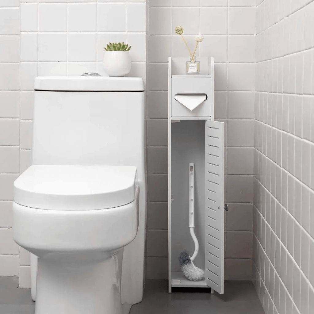 ESTANTE DE BAÑO DELGADO PORTA PAPEL HIGIÉNICO Y ACCESORIOS BLANCO - SLIMBATH