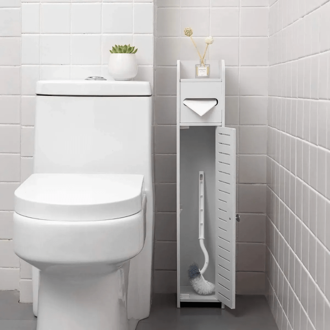 ESTANTE DE BAÑO DELGADO PORTA PAPEL HIGIÉNICO Y ACCESORIOS BLANCO - SLIMBATH