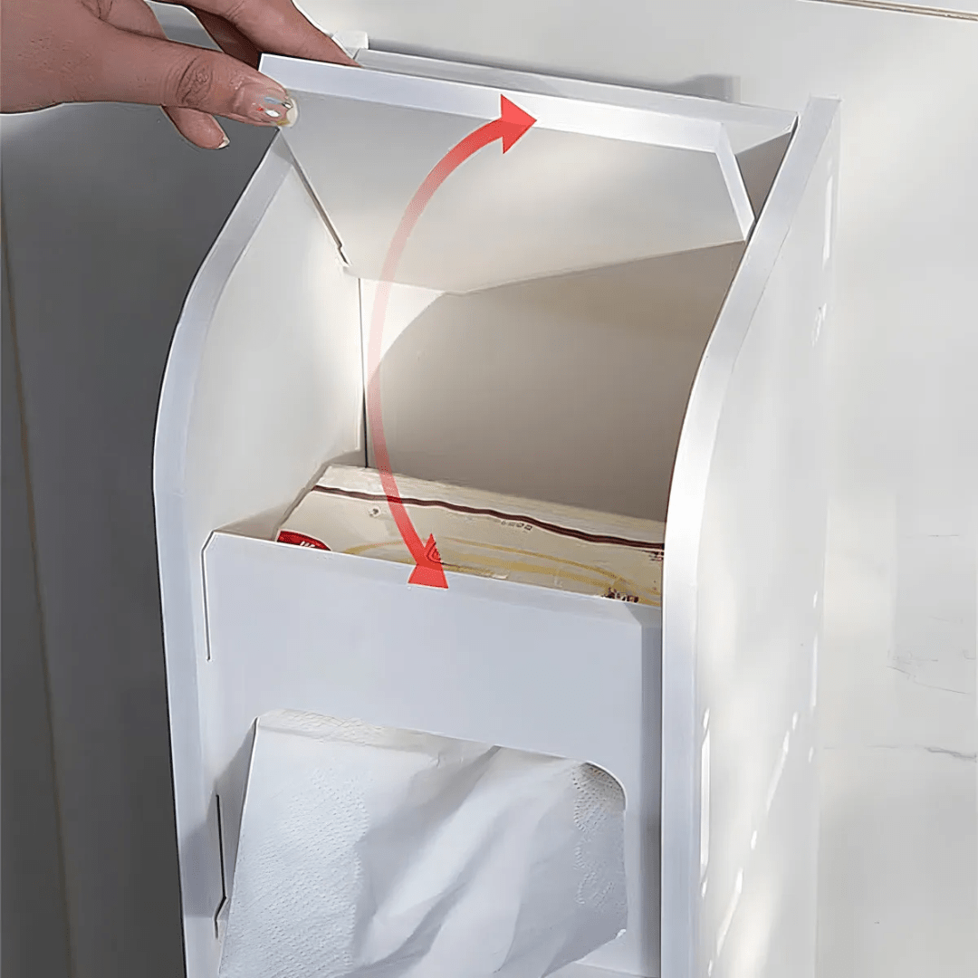 ESTANTE DE BAÑO DELGADO PORTA PAPEL HIGIÉNICO Y ACCESORIOS BLANCO - SLIMBATH
