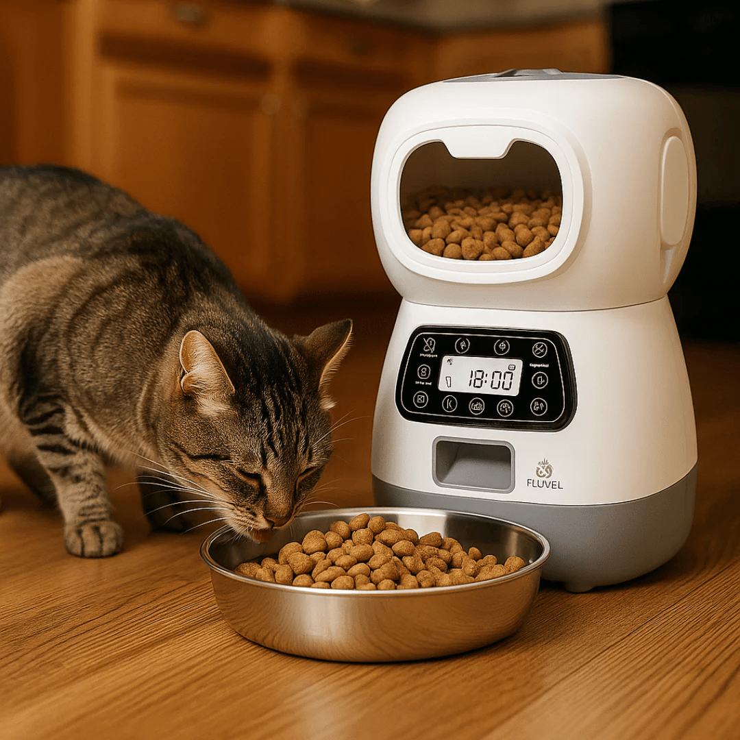 DISPENSADOR AUTOMÁTICO DE ALIMENTOS PARA MASCOTAS – FEED PET – Artilugio