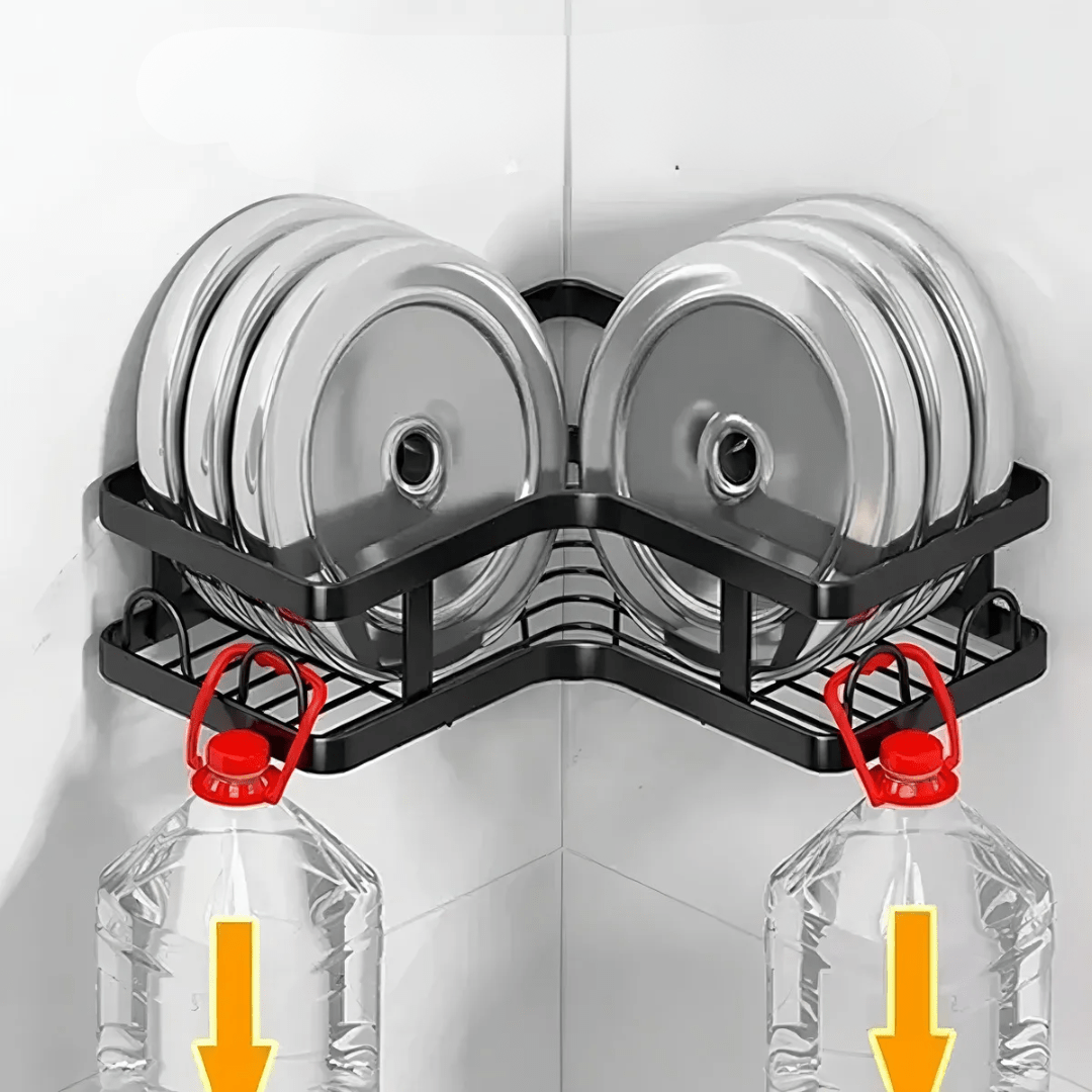 SET 5 PIEZAS EQUINERO ORGANIZADOR DUCHA BAÑO ADHESIVO NEGRO - CLEANBATH