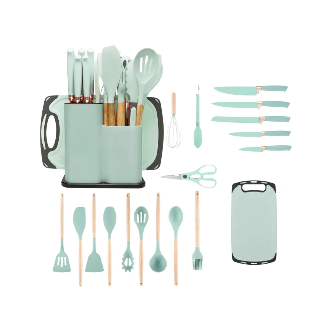 SET 19PCS UTENSILIOS DE COCINA SILICONA ANTIADHERENTE - MASTERCHEF